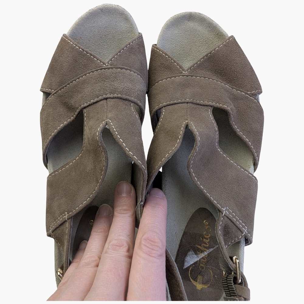 Earthies "Monaco" Leather Slingback Sandals With Wooden Heel | Size 8 - Picture 7 of 9
